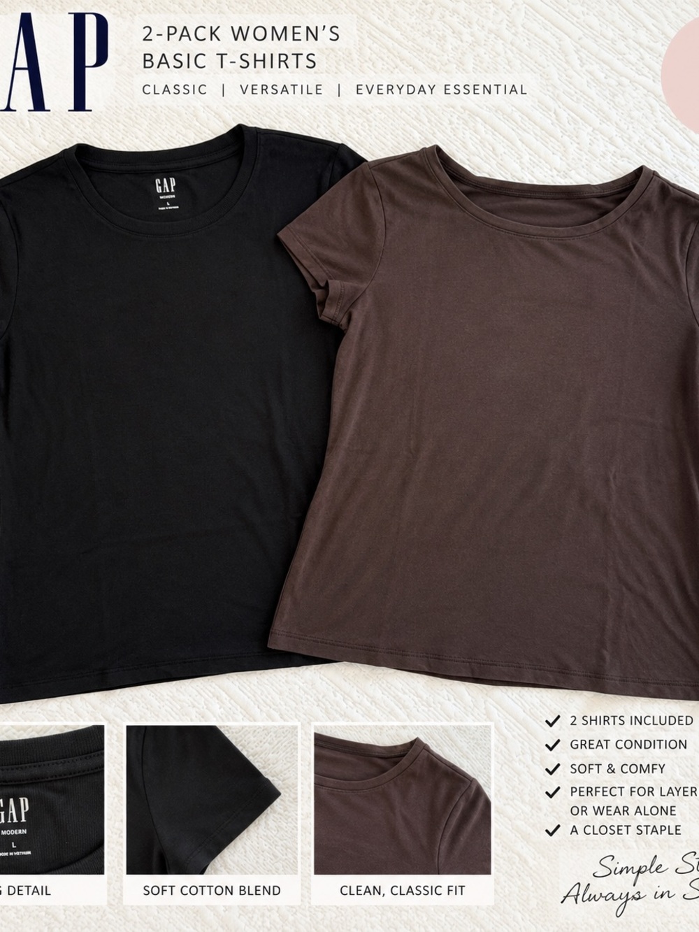 GAP Short-Sleeve Tees large one is closeknit The other is modern. NWT